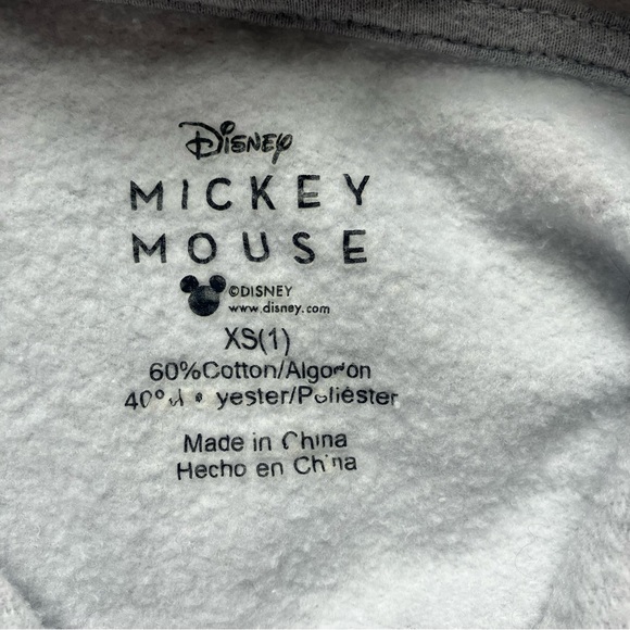 Disney Mickey Mouse & Pals Gray Fleece Hooded Sweatshirt size XS - Picture 6 of 7